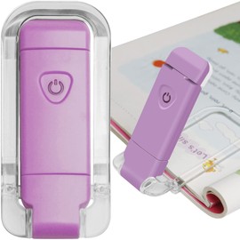 EGWASER Book Light for Reading in Bed, USB Rechargeable Clip on Book Lights, 3 Brightness Adjustable Dimmable Bookmark Light for Eye-Protection, Reading Lamp for Bookworms, Travel (Purple)