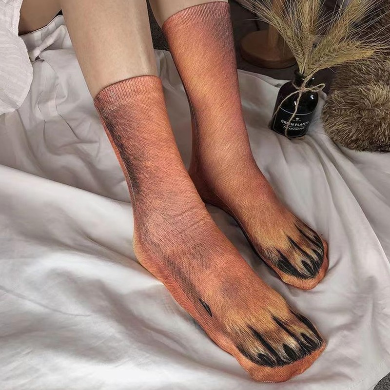 1 Pair Animal Paw Socks,3D Print Animals Feet Pattern Novelty