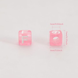 1200pcs 6×6mm Alphabet Beads Transparent Pink Cube Acrylic White Letter Beads, for Bracelets and Jewelry Making