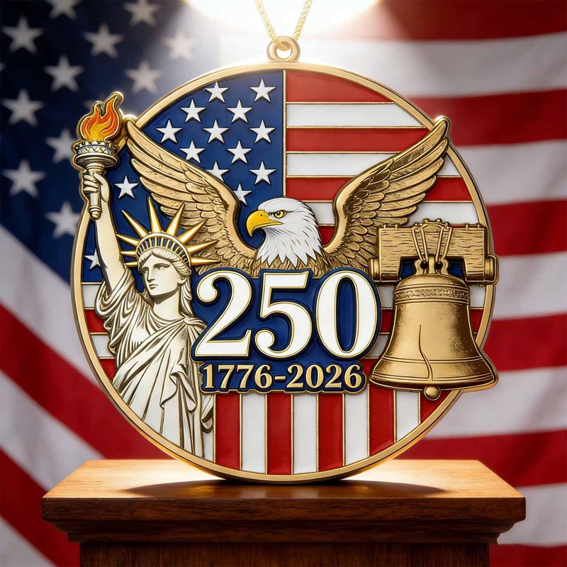 250 Years of America Semiquincentennial Ornament, 2D Acrylic 1776-2026 Patriotic