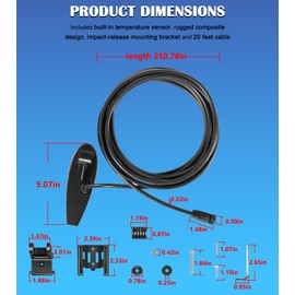 710295-1 XNT 9 HW MDI 75 T Transom Transducer Fits for Helix 7/8 (MEGA Down Imaging) Dual Spectrum Chirp with Temperature Transom Mount Transducer, 20 Feet Long, Black