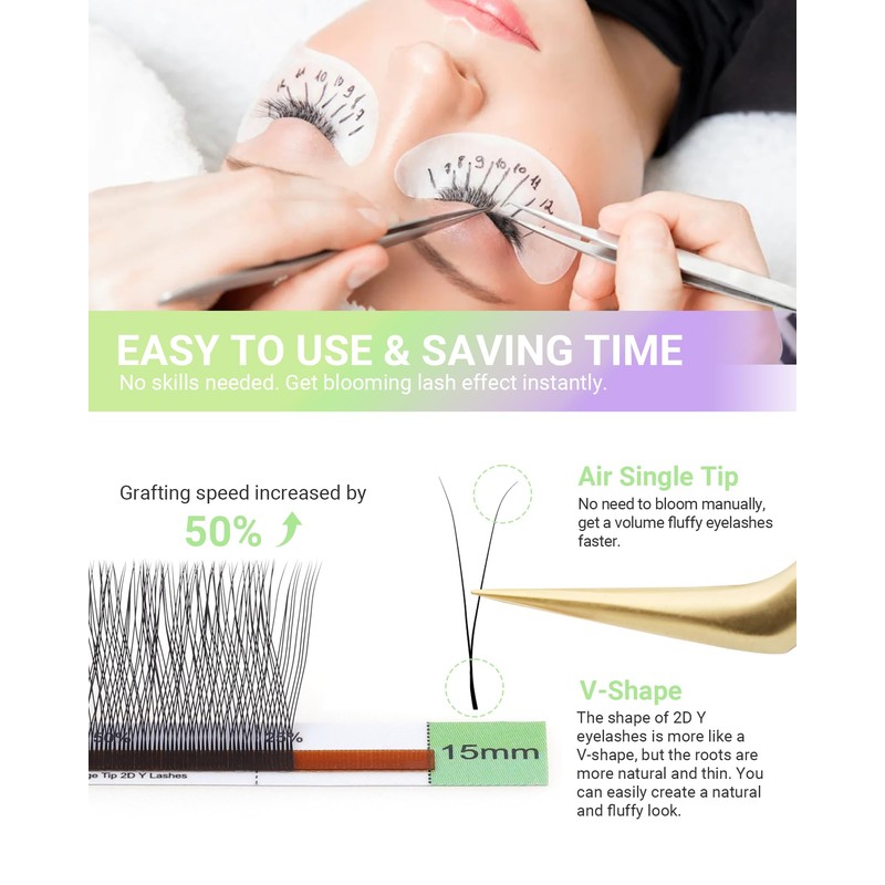 NAGARAKU Y Eyelash Extensions, Y Lashes Extensions, 2D Y Volume,