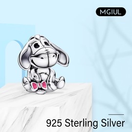 MGIUL Winnie the Pooh Tigger Cartoon Cat and Dog Family Eternity Bracelet and Necklace Bead Pendant 925 Sterling Silver Bead Pendant for DIY Accessories with Loose Beads for Girls and Women, Silver, Cubic Zirconia