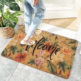 NociHah Hello-Summer-Welcome-Mat-Outdoor-Sunflower-Coir-Doormats-Front-Door-Mat-Outside-Entrance-Summer-Funny-Doormat 30"x17" (Hello Summer)