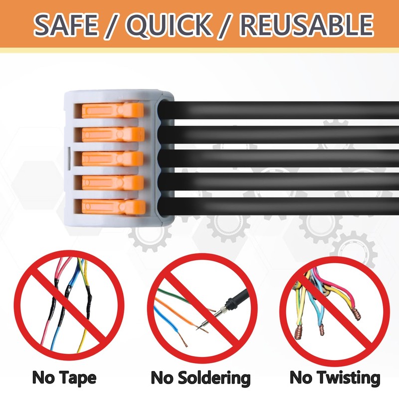 Lever Wire Connectors,HTCELLE 125-Piece Electrical Connectors Splice Kit Assortmentor Quick