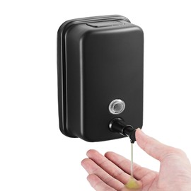 NSCMQSL Commercial Soap Dispenser Wall Mount Stainless Steel Soap Dispenser 500ml/17oz for Bathroom Rust-Proof Lining Liquid Hand Sanitizer Dispenser for Hotels Restaurants Bathroom and Home(Black)