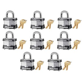 Master Lock 3KA-3210 1-1/2" Laminated Keyed Alike Padlocks - Quantity 8
