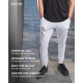 Kenneth Cole REACTION Stretch Scuba Knit Joggers for Men Pack of 2, Active Mens Joggers with Pockets, 2-Pack with Grey and Black Joggers Sweatpants (Black/Heather Grey, X-Large)