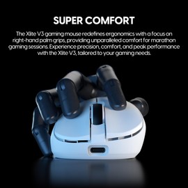 Pulsar Gaming Gears - Xlite V3 medium Wireless Gaming Mouse, Ultra Lightweight 55 g, Ergonomic, Optical Switches, PAW3395 Optical Sensor (Medium, Wireless, White)