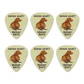 Guess What Wiener Dog Butt Dachshund Funny Novelty Guitar Picks Medium Gauge - Set of 6