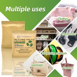 Wisesorb 1/6U Kraft Clay Desiccants Packs for Storage - Silica Gel Packets Alternative, 6 Gram Food Safe Bentonite Clay Desiccant Bags, Military Grade Highest Moisture Absorbers [180 Pack]