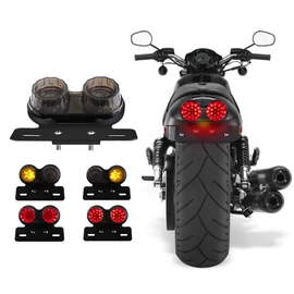 Sidaqi 40W 40-LED Motorcycle Tail Lights DC12V With License Plate Bracket,Integrated Brake/DRL/Turn Signals Tail Lights Replacement for Harly Honda Yamaha Suzuki Kawasaki (Smoked)