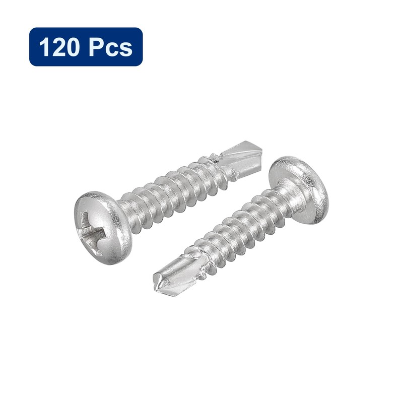 sourcing map #8-3/4" Self Drilling Screws, 120pcs 410 Stainless Steel