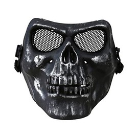 Kombat UK Half Face Skull Mask - Gun Metal Grey Protective Airsoft Half Face Mask
