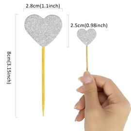 Decoración para cupcakes con forma de corazón con purpurina, 50 piezas de amor para el día de San Valentín, decoración de tartas para bodas, bodas, fiestas de cumpleaños, baby shower