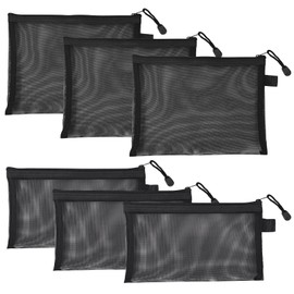 HFZRZFH 6-Piece Nylon Mesh Cosmetic, Makeup & Toiletry Organizer Pouches with Zipper - For Travel, Purse, Diaper Bag, Home, Office