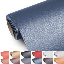 Faux Leather Fabric, 55" Wide Upholstery Fabric by The Yard Marine Vinyl Fabric Outdoor Pu Leather Waterproof Sheets Material for Crafts Sewings Sofa Wallets Handbag Earrings Bows 1 Yard Navy Blue