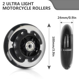 Luminous Scooter Wheels, Pack of 2 LED Scooter Wheels, 100 mm Scooter Replacement Wheels, Stunt Scooter Wheels, LED Light Wheels with ABEC, 9 Ball Bearings, Roller Wheels for All Types of Scooters