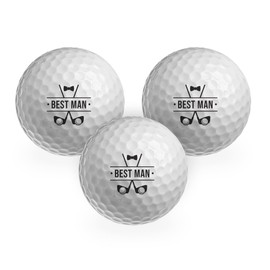 DV DESIGN 3 x Golf Balls - Best Man Groomsman Birthday Joke Funny Golfing Golfer Fan Sport Wedding Marriage Groomsmen Friend Men Suit Gift #GB0032