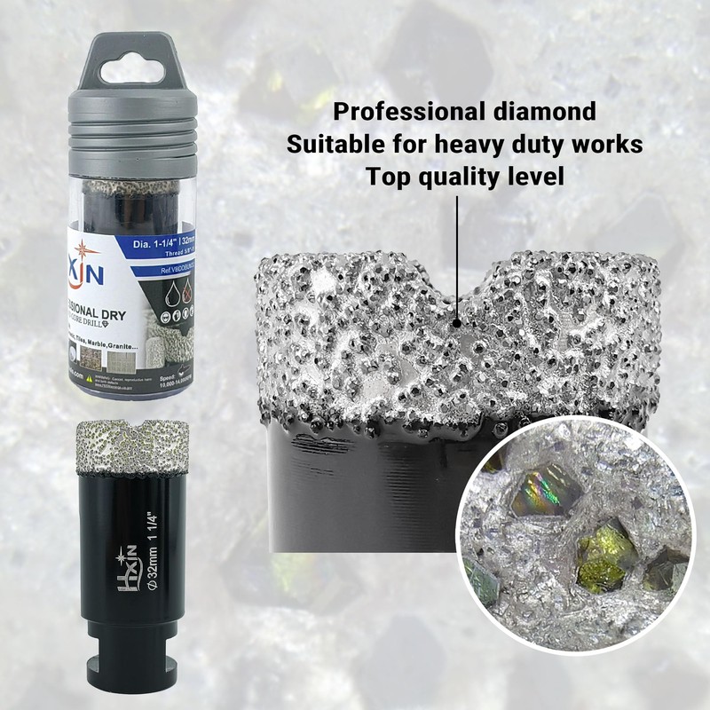 HXIN Brazed Diamond core Drill bit with 5/8"-11 Diamond Hole