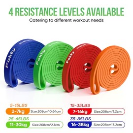 Fokky Fitness Bands, Resistance Bands Set, 4 Levels Resistance Bands with Door Anchor, Exercise Poster, Carry Bag, Fitness Band, Pull-Up Bands for Strength Training, Muscle Building, Home Training