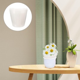 POPETPOP 10 Pcs Flower Pot Liner, 5.7 Inch Plant Pot Saucer, Plastic Round Flower Drip Tray for Indoor Outdoor, Transparent Plant Pot Liner, Nursery Pot Liner