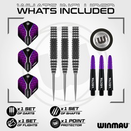 WINMAU Darts Kairos 24g 90% Professional Tungsten Steel Tip Darts Set with Dart Flights and Dart Shafts (Stems)
