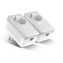 TP-Link TL-PA4010P KIT 600Mbps 2-Ports Pass-Through Powerline Adapter Set (2x10 / 100Mbps Ethernet Port, Plug & Play, Energy Saving, Compatible with All Major Powerline Adapters) White