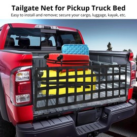 Tailgate Net - 60 x 18 Full Size Polyester Net with 4 Carabiners, Easy to Install, Compatible with Chevy, Ford, Toyota, Ram