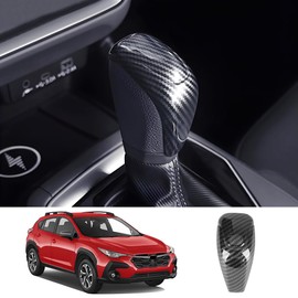 LUNQIN Car Center Console Gear Shift Knob Trim Cover for Subaru Crosstrek 2024 2025，Subaru Impreza 2024 2025 Auto Interior Accessories Central Control Stick Protection Panel Carbon Fiber Style Kit