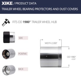XiKe 2 Set 1.98" Chrome Protectors/Dust Covers/Grease Cap, Fits Trailer Wheel Hub 2,000 to 3,500 lb Axles - Black.