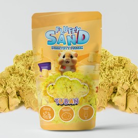 TUBAN Fluffy Sand – Fluffy Dynamic Sand 90 g – Play Sand – Kinetic Sand for Children – Toy – Non-Sticky – Lightweight – for Molds – Color Yellow