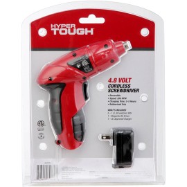 HYPER Tough Rechargeable Electric Cordless Screwdriver with 5pc Bit Set and Battery Charger