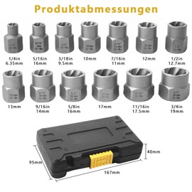 15-Piece Nut Remover Set: Screw Extractor Set with 13 Nut Sprinklers and Hex Adapter for Removing Damaged Rusted Screws Bolts Nuts for Car Repair Technicians