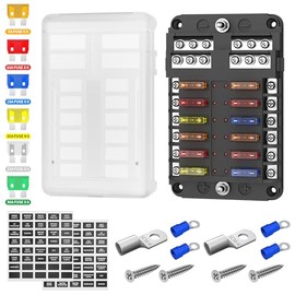 12 Way Fuse Block with LED Indicator for Automotive and Marine Use