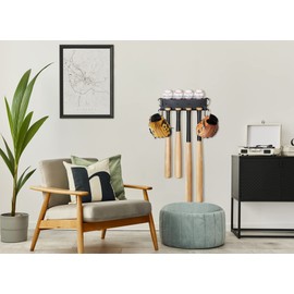 MIUONO Baseball Bat Wall Mount, Baseball Holder and Bat Rack for Wall Display