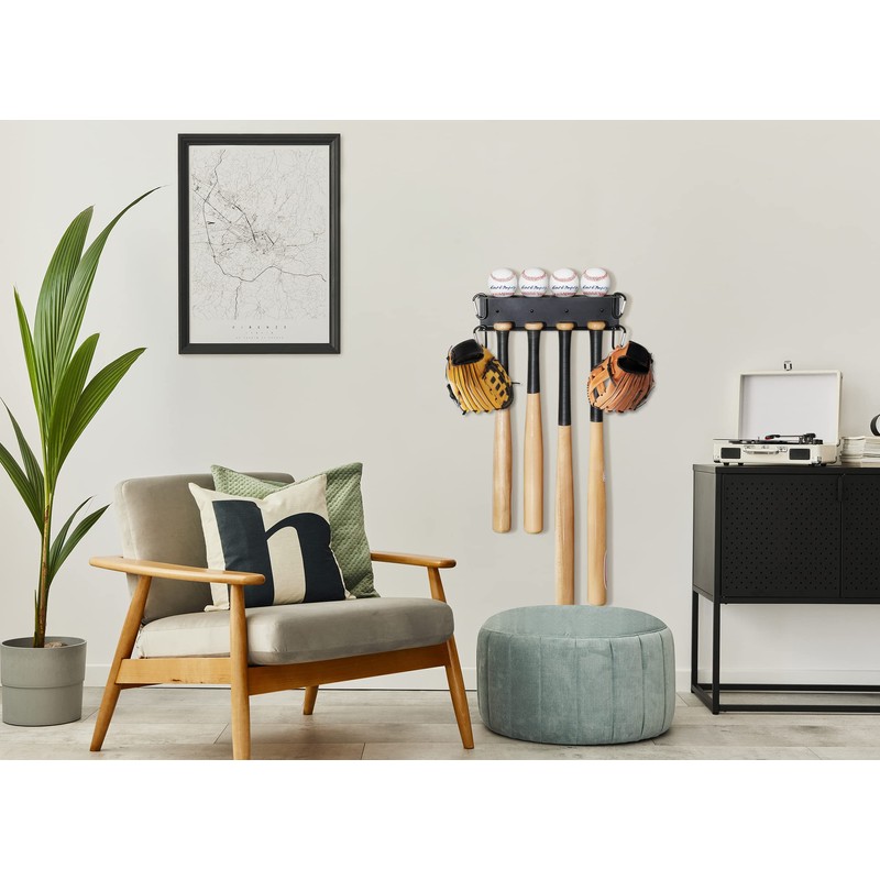 MIUONO Baseball Bat Wall Mount, Baseball Holder and Bat Rack