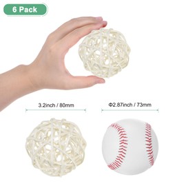M METERXITY 6-Pack Wicker Rattan Balls 80mm/3.2 Inch Decorative Rattan Balls Orbs Vase Fillers Bowl Fillers for Christmas/Weddings/Thanksgiving/DIY Crafts/Home Decor [White]