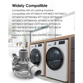Washer Drain Pump Fits for LG WT7900HBA AHA75673404 WT7300CW WT7150CW WT7800CW WT7300CV WT7800CV WT7100CW WT7060CW WT7305CW WT7305CV WT7250CW Washing Machine Replace AP6978814 PS12748410