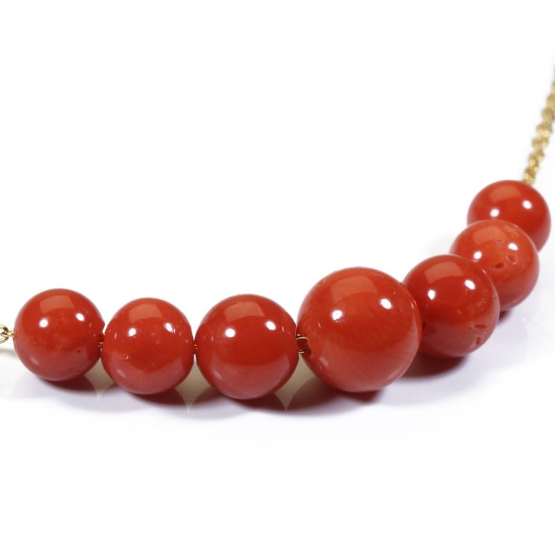 Mediterranean Red Coral Through Necklace Pendant for Women Brass Plated