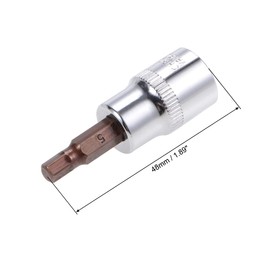 TA-VIGOR 2Pcs Hex Bit Socket, 3/8" Drive x H5 (5mm) Allen Key Socket, Premium S2 Steel Bits, Hex Bit with 48mm Length for Ratchet Wrench, Torque Wrench, Slide Bar, Impact Power Drills