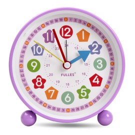 Hoxfly Children's Alarm Clock, Silent Non Ticking Analog Quartz Alarm Clock with Snooze and Light, Bedside Alarm Clock, Wake Up Clock for Kids, Learn The Time Childrens Boys Girls Alarm Clock (C)