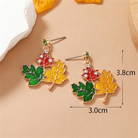 Red Maple Leaf Earrings for Women Elegant Fall Hot Red Orange Plant Leaves Sparkly Crystal Cubic Zirconia Lightweight Long Tassel Threader Dangle Earrings for Autumn Thanksgiving Day Party Holiday Trendy Jewelry Gifts (Colorful maple leaf earring)