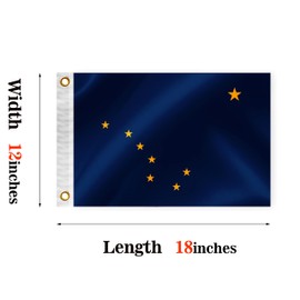 Alaska State Boat Nautical Flag 12x18 Inch Double Sided 3 Ply AK Marine Flag Nylon Small Yacht Sail Pontoon Boat ATV Bike Truck Motorcycle Banner Brass Grommets Patriotic Outside(AK)
