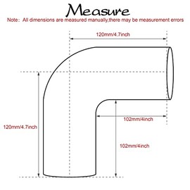 TuoLauthon TuoLauthon 4-Ply High Performance 90 Degree Elbow Reducer Coupler Silicone Hose ID 3 to 3-1/2 inch Leg Length 102mm Wall Thickness 5mm with 2 T-Bolt Clamps