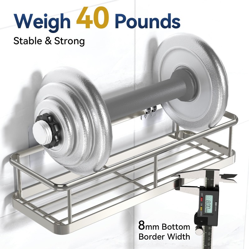 YASONIC Shower Caddy Adhesive, No Drill Bathroom Shower Organizers, with