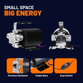 Smartbot 12 Volt 330 GPH Utility Transfer Pump - Portable Water Pump with suction hose kit, for Efficient Water Removal in Aquariums, Pools, RVs, and More