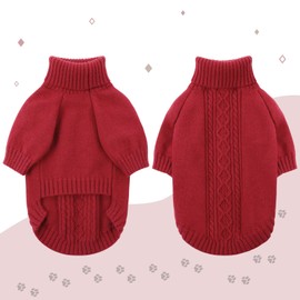SAWMONG Dog Sweater for Large Dogs, Turtleneck Knitted Pullover Sweater Sweatshirt, Classic Winter Warm Pet Sweater for Boy Girl Cat Sweater (Red, XL)