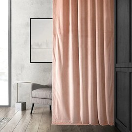 Simple & Elegant Gorgeous Rosey Color 50 X 84 Size Blackout Curtains for Bedroom Velvet Soft Flowing Fabric Thermal Lining Modern & Contemporary Style Room-Darkening | All Season Pretty Pink Shade