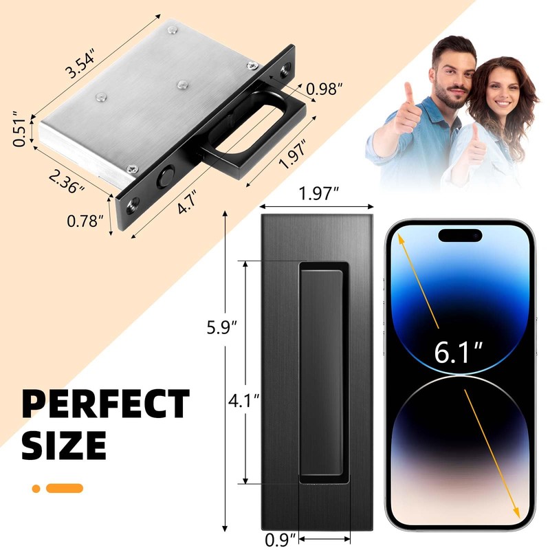 Lipshome Pocket Door Hardware - Pocket Door Pull, Recessed Flush